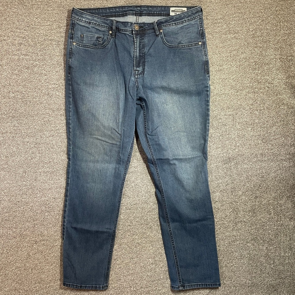 Buffalo David Bitton Jackson Slim Straight Jeans Mens 38x32 Blue Medium Wash